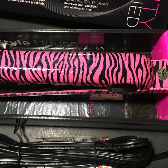 Style House pink and black Zebra Professional Styling Iron.   NIB - Picture 6 of 14